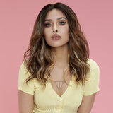 NOBLE Vanessa Synthetic Lace Front Wavy Wig (Middle Part) | 18 Inch  | Linen Color Wigs