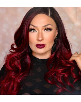 26 Inch Body Wave Middle Part Lace Wig Ombre Red Color| WILMA