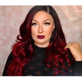 26 Inch Body Wave Middle Part Lace Wig Ombre Red Color| WILMA