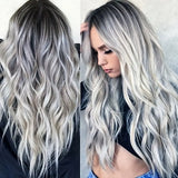 Gorgeous Ombre Grey Curly Hair Wigs - Perfect for Cosplay, Parties & Everyday Use