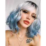 Natural Wave 12 inches Short Curly BOB Hair Wigs| GEMMA Grey Pink Color