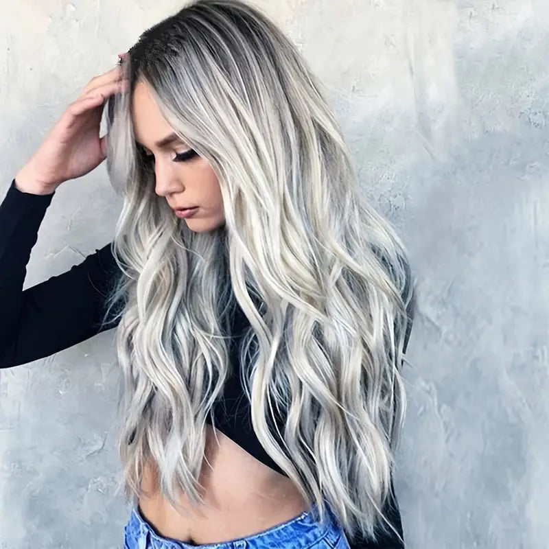 Gorgeous Ombre Grey Curly Hair Wigs - Perfect for Cosplay, Parties & Everyday Use