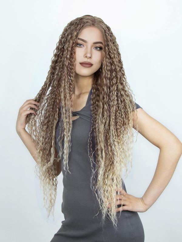 Noble Super Long Curly Lace Front Wigs Pre Plucked With Natural Hairline 34 Inch Synthetic Wig