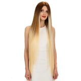 NOBLE Synthetic Lace Front Wigs | 38 inch Super Long Straight Lace Wig Preplucked | Linen Wig