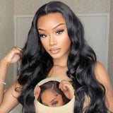 Pre Cut 4x4 Lace Glueless Body Wave Lace Closure Wig with Elastic Band Ready to Wear