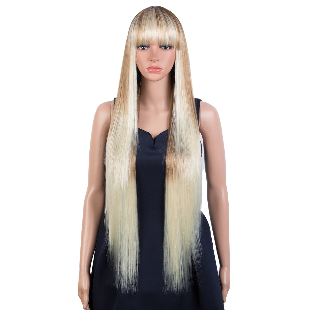 Clearance Sale 38 Inch Long Straight Blonde Synthetic Wig