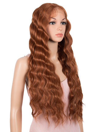 13*6 Synthetic Lace Frontal 28 Inch ginger red Loose Wave Wig