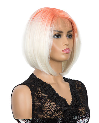 NOBLE Synthetic 4*4 Lace Frontal  Bob Wigs | Ombre Orange White Color Straight Bob Wig | JULIE - Noblehair