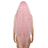 NOBLE Synthetic Lace Front Wig | 41 Inch Curly Wavy Lace Front Middle Part Wig HD Lace Wig | Light Pink Bohemian Wig - Noblehair