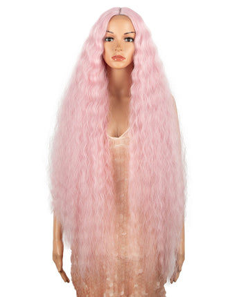 NOBLE Synthetic Lace Front Wig | 41 Inch Curly Wavy Lace Front Middle Part Wig HD Lace Wig | Light Pink Bohemian Wig - Noblehair
