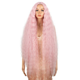 NOBLE Synthetic Lace Front Wig | 41 Inch Curly Wavy Lace Front Middle Part Wig HD Lace Wig | Light Pink Bohemian Wig - Noblehair