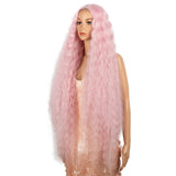 NOBLE Synthetic Lace Front Wig | 41 Inch Curly Wavy Lace Front Middle Part Wig HD Lace Wig | Light Pink Bohemian Wig - Noblehair