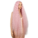 NOBLE Synthetic Lace Front Wig | 41 Inch Curly Wavy Lace Front Middle Part Wig HD Lace Wig | Light Pink Bohemian Wig - Noblehair