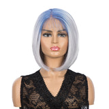 NOBLE Synthetic 4*4 Lace Frontal  Bob Wigs | Ombre Silver Color Straight Bob Wig | JULIE - Noblehair