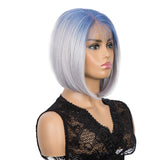 NOBLE Synthetic 4*4 Lace Frontal  Bob Wigs | Ombre Silver Color Straight Bob Wig | JULIE - Noblehair
