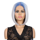 NOBLE Synthetic 4*4 Lace Frontal  Bob Wigs | Ombre Silver Color Straight Bob Wig | JULIE - Noblehair