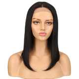 NOBLE Human Hair Lace Front Wig | 16 Inch Lob Straight Hair | Classical Black | F Page - Noblehair