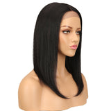 NOBLE Human Hair Lace Front Wig | 16 Inch Lob Straight Hair | Classical Black | F Page - Noblehair