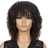 NOBLE Short Dreadlock Wig With Bangs | Free Part Afro Curly Braided Wigs | Synthetic Faux Locs Wig with Curly Ends - Noblehair
