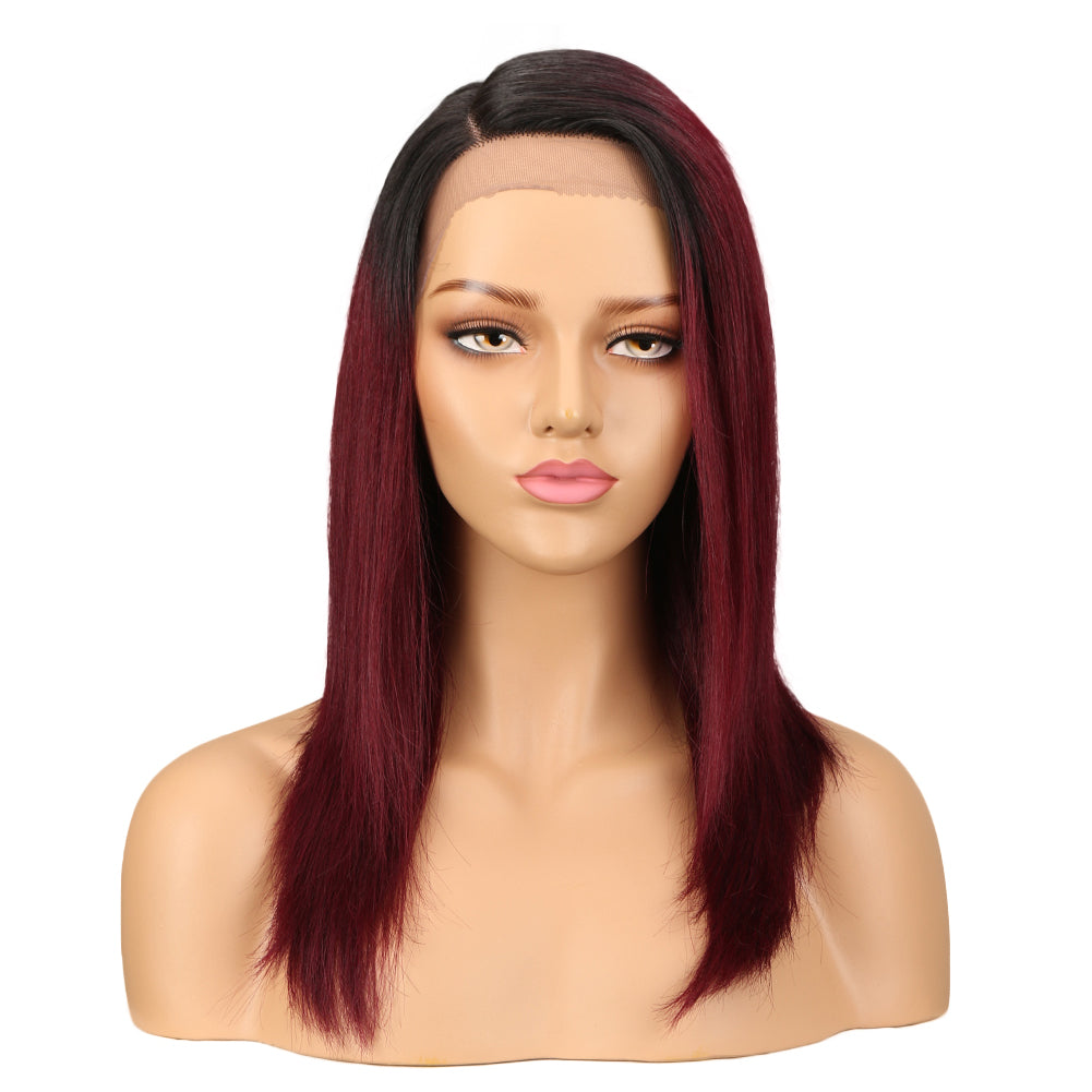 NOBLE Human Hair Lace Front Wig | 19 Inch Lob Straight Hair | Ombre Red | F Jennifer - Noblehair