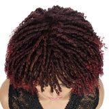 NOBLE Short Dreadlock Wig With Bangs | Free Part Afro Curly Braided Wigs | Synthetic Faux Locs Wig with Curly Ends - Noblehair