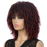 NOBLE Short Dreadlock Wig With Bangs | Free Part Afro Curly Braided Wigs | Synthetic Faux Locs Wig with Curly Ends - Noblehair