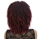 NOBLE Short Dreadlock Wig With Bangs | Free Part Afro Curly Braided Wigs | Synthetic Faux Locs Wig with Curly Ends - Noblehair