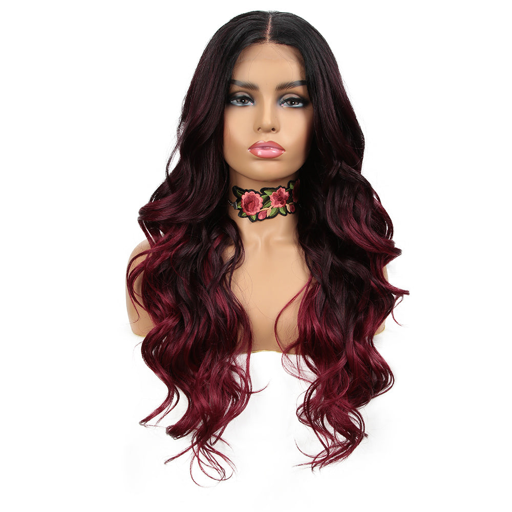 NOBLE Easy 360 Synthetic HD Lace Frontal Wigs For Women | 29 Inch Loose Wave Wig | Ombre Dark Red Arika - Noblehair