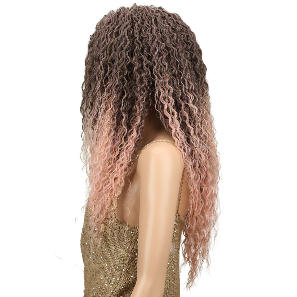 Clearance Sale 20 Inch 5 Inch Lace Ombre Grey With Pink Kinky Curly Wig