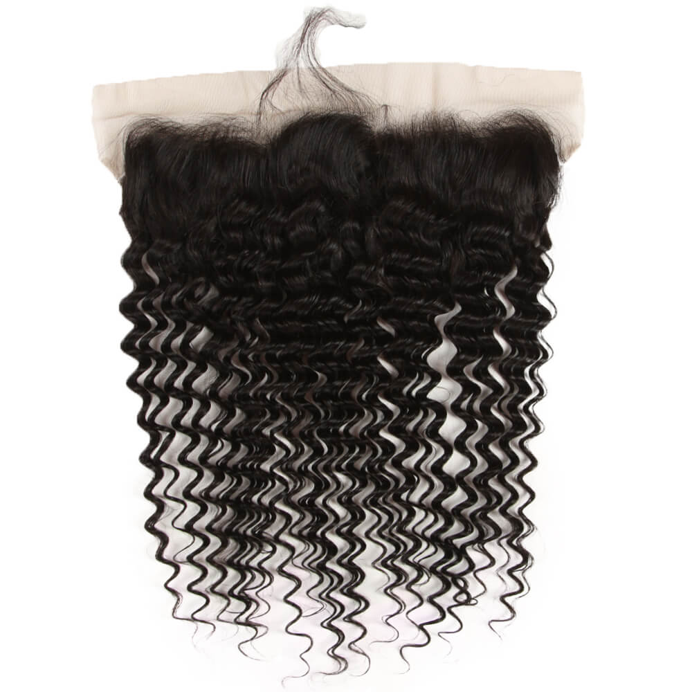 QVR Virgin Human Hair 13*4 Curly Lace Frontal Natural Color