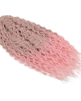 Synthetic Braid Hair Ombre Pink 22 Inch Deep Wave Braiding Hair Extension 3PCS