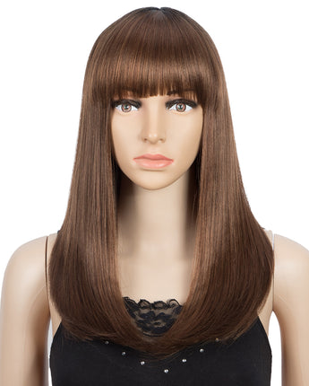 Clearance Sale 20 Inch Long Natural Color Straight Wig Hair With Bang