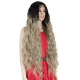 NOBLE FREYA Synthetic Lace Front Wigs|38 inch Long Wavy Wig|Ombre Gray Wig - Noblehair