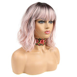NOBLE Synthetic Non Lace Wig|Natural Wave 12 inches Short Curly BOB Hair Wigs| Pink Wig GEMMA - Noblehair