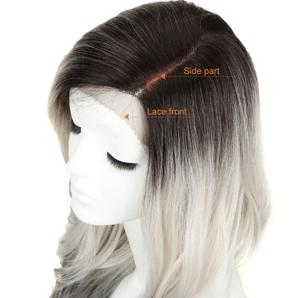 NOBLE Nib Synthetic Lace Front Long Wave Wig(Side Part) | 27 Inch | ST4-GREY-1001B - Noblehair