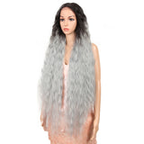 41 Inch Super Long Wavy Ash Blonde Synthetic Wig | NOBLE Bohemian Synthetic Lace Front Wigs