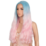 5*1 Lace Frontal Ombre Pink Color Synthetic Body Wave Wig Similar To A Human Hair