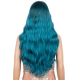 5*1 lace frontal blue color synthetic body wave wig Similar To A Human Hair