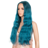 5*1 lace frontal blue color synthetic body wave wig Similar To A Human Hair