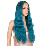 5*1 lace frontal blue color synthetic body wave wig Similar To A Human Hair