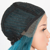 5*1 lace frontal blue color synthetic body wave wig Similar To A Human Hair