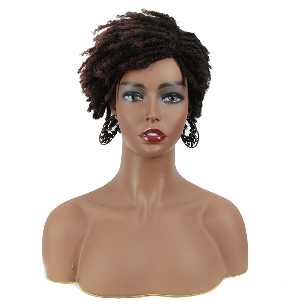 NOBLE Synthetic Afro Wigs For Black Women | 9.5 Inch Short Dreadlocks | Dark Brown| RJO - Noblehair