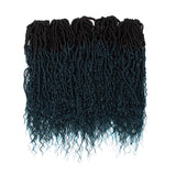NOBLE Pre-Looped Passion Twist Hair | 20 inch Faux Locs Afro Braiding Hair Extensions with Curly Ends | Ombre Dark Blue BOHO HIPPLE - Noblehair