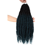 NOBLE Bomb Twist Crochet Hair | 24 inch 6PCS Pre Looped Crochet Hair Extensions with Curly Ends | Ombre Dark Blue CRO-FOXY TWIST - Noblehair