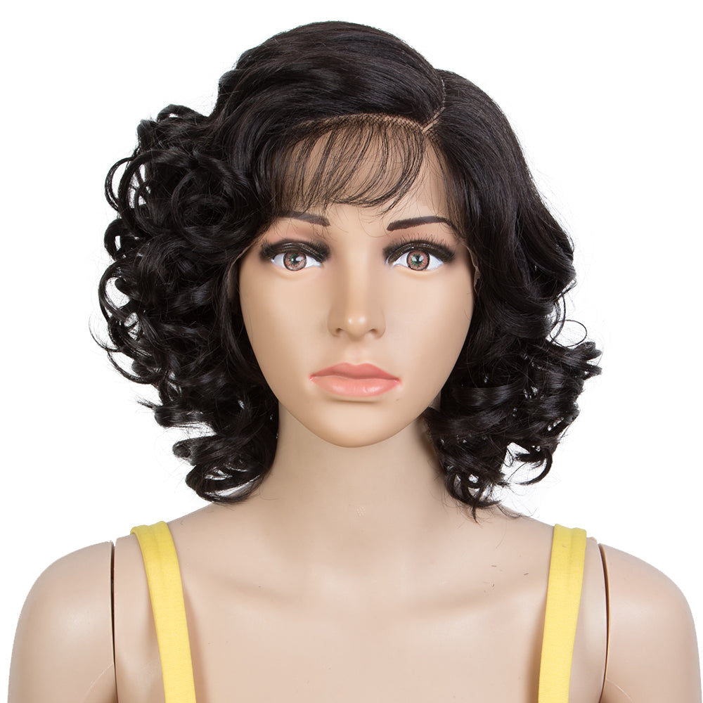 NOBLE Synthetic Lace Front Wig | 12 Inch Short Curly Wig Side Part Lace Wig For Women | ARIEL - Noblehair