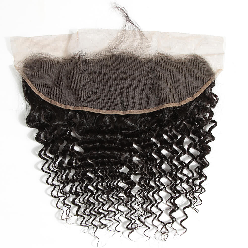 QVR Virgin Human Hair 13*4 Curly Lace Frontal Natural Color
