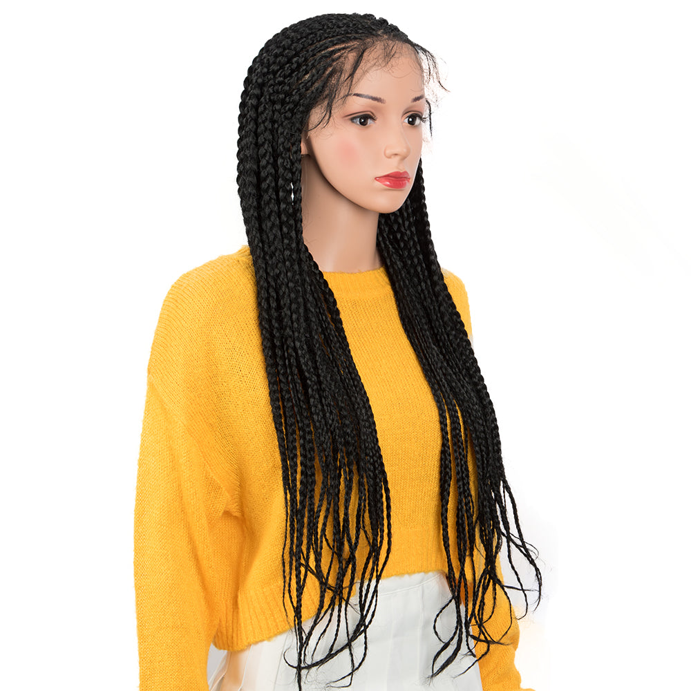 NOBLE Synthetic Long Box Braided Wigs | 13*7 Synthetic Lace Frontal Wig  | 30 Inch Special Lace Part Braided Wig