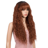 Clearance Sale 26 inch Curly Synthetic Wig Cinnamon Brown Wig