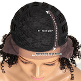 NOBLE LACE ERIN | Human Hair Short Afro Curly Wigs|Lace Front Side Part Wig|9 inch Pixie Cut Natural Black Wigs - Noblehair
