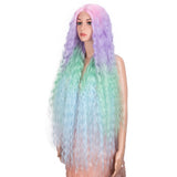 NOBLE Synthetic Lace Front Wig | 41 Inch Curly Wavy Lace Front Middle Part Wig HD Lace Wig | Rainbow Color Bohemian Wig - Noblehair